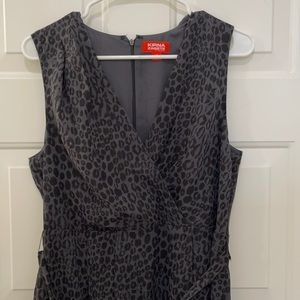 Gray Kirna Zibete Leopard Print Fit and Flare Dress Size 14